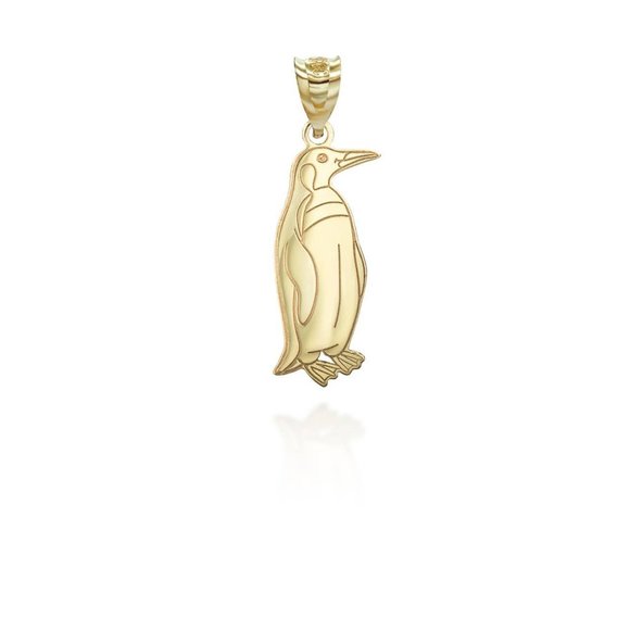 Solid 10k Gold Penguin Pendant - Yellow Rose or White